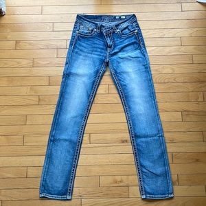 Miss Me jeans straight leg size 29. Inseam 32. Always washed inside out. Exc con